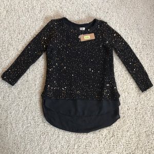 NWT, Cremieux, Black & Gold 3/4 Sleeve Sweater/Top